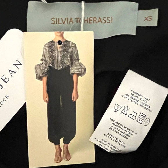 Silvia Tcherassi NWT Raimondo Wide-Leg Flowy Pant with Cinched Ankle in Black XS - Picture 10 of 14